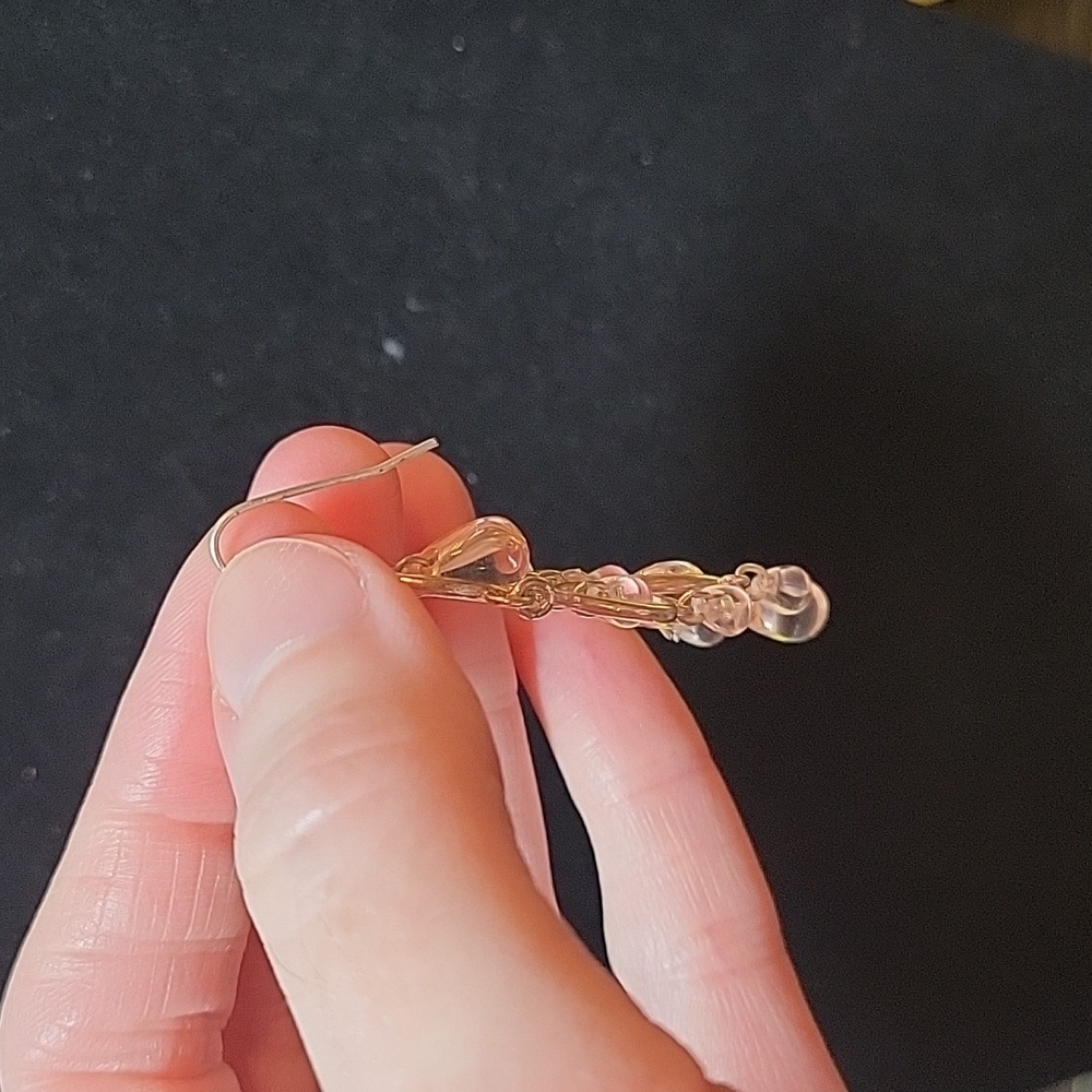 Silver Tone Chandelier Earrings with Clear Bead Accents - Picture 4 of 5